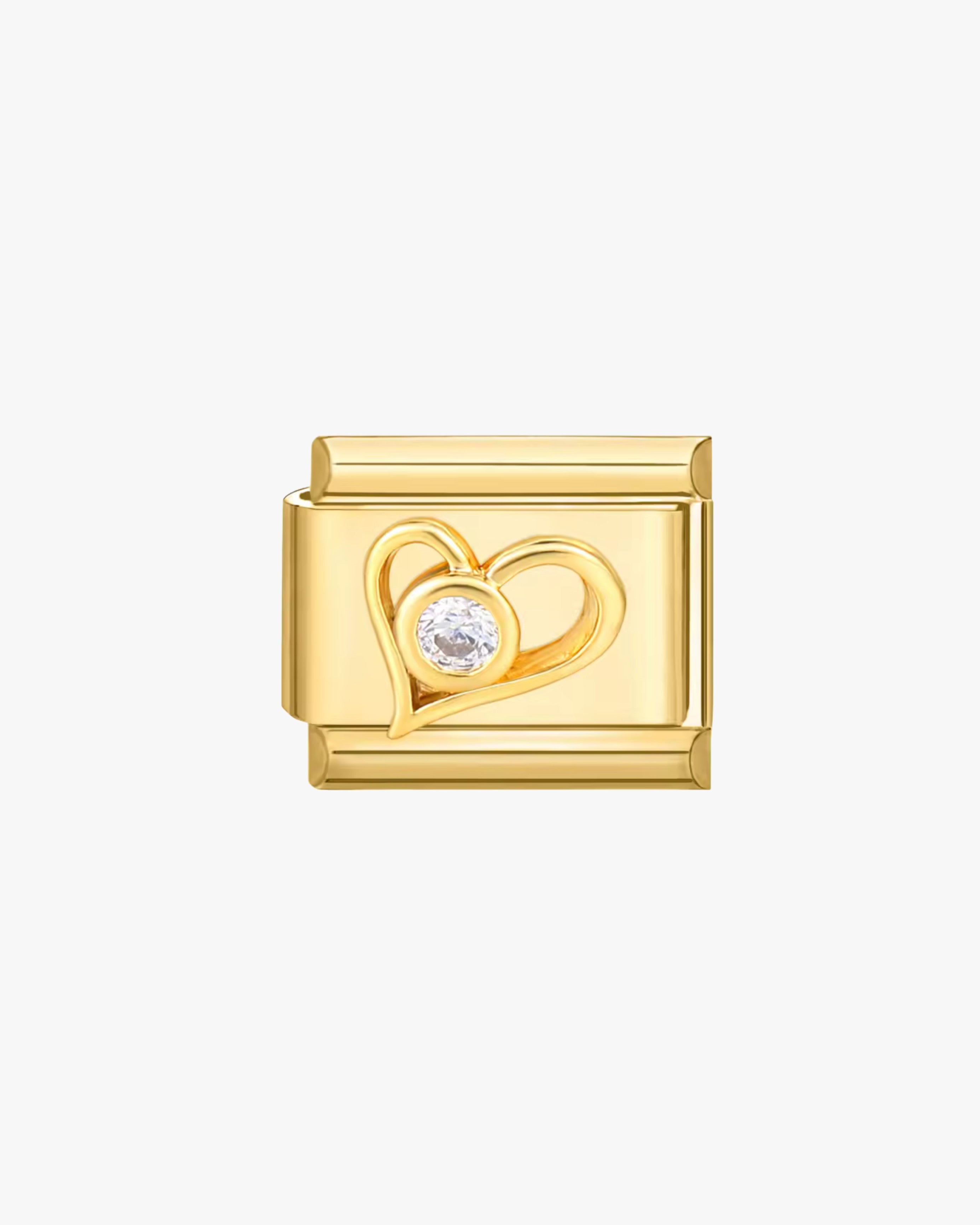 CRYSTAL HEART CHARM - GOLD