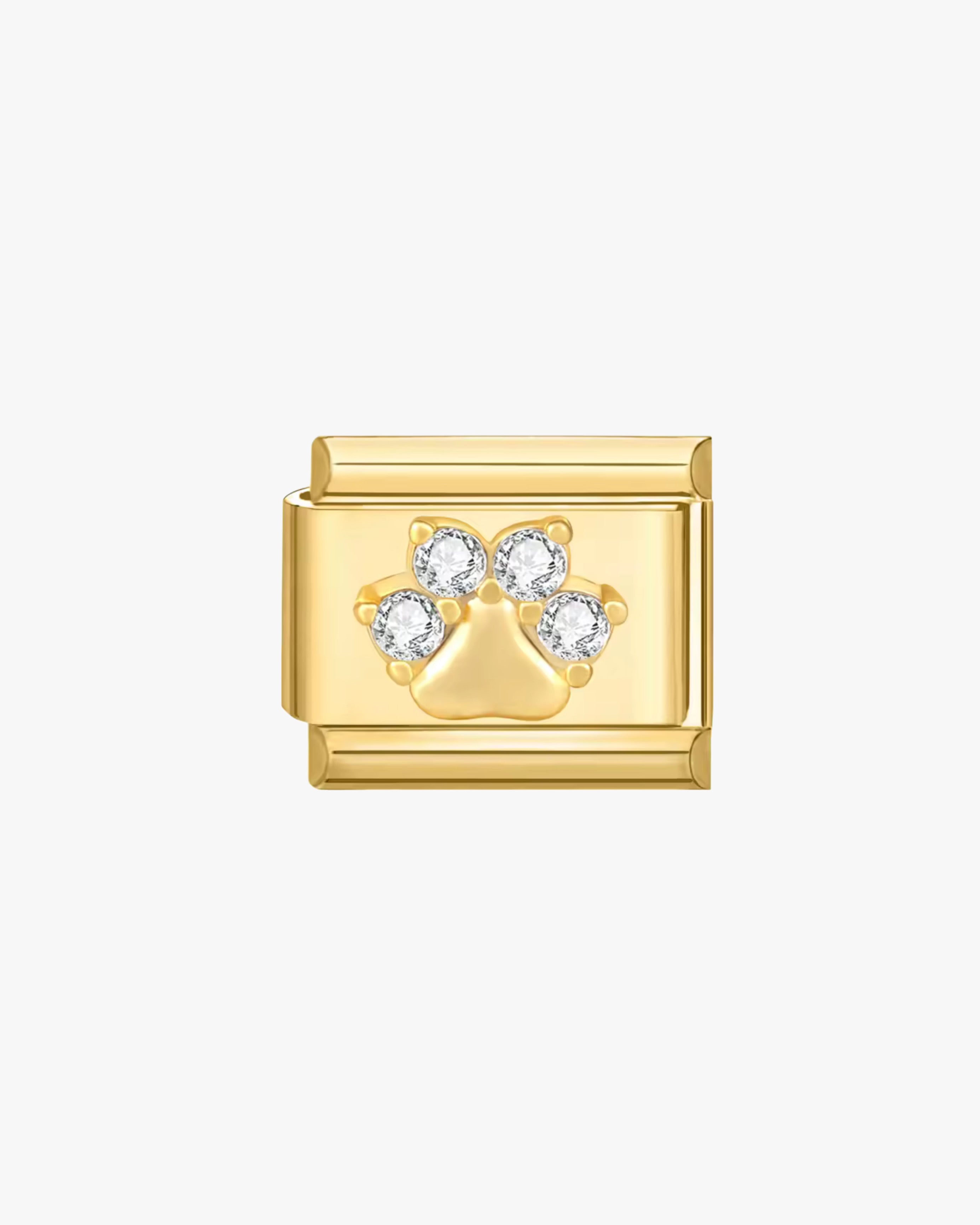 CRYSTAL PAW CHARM - GOLD
