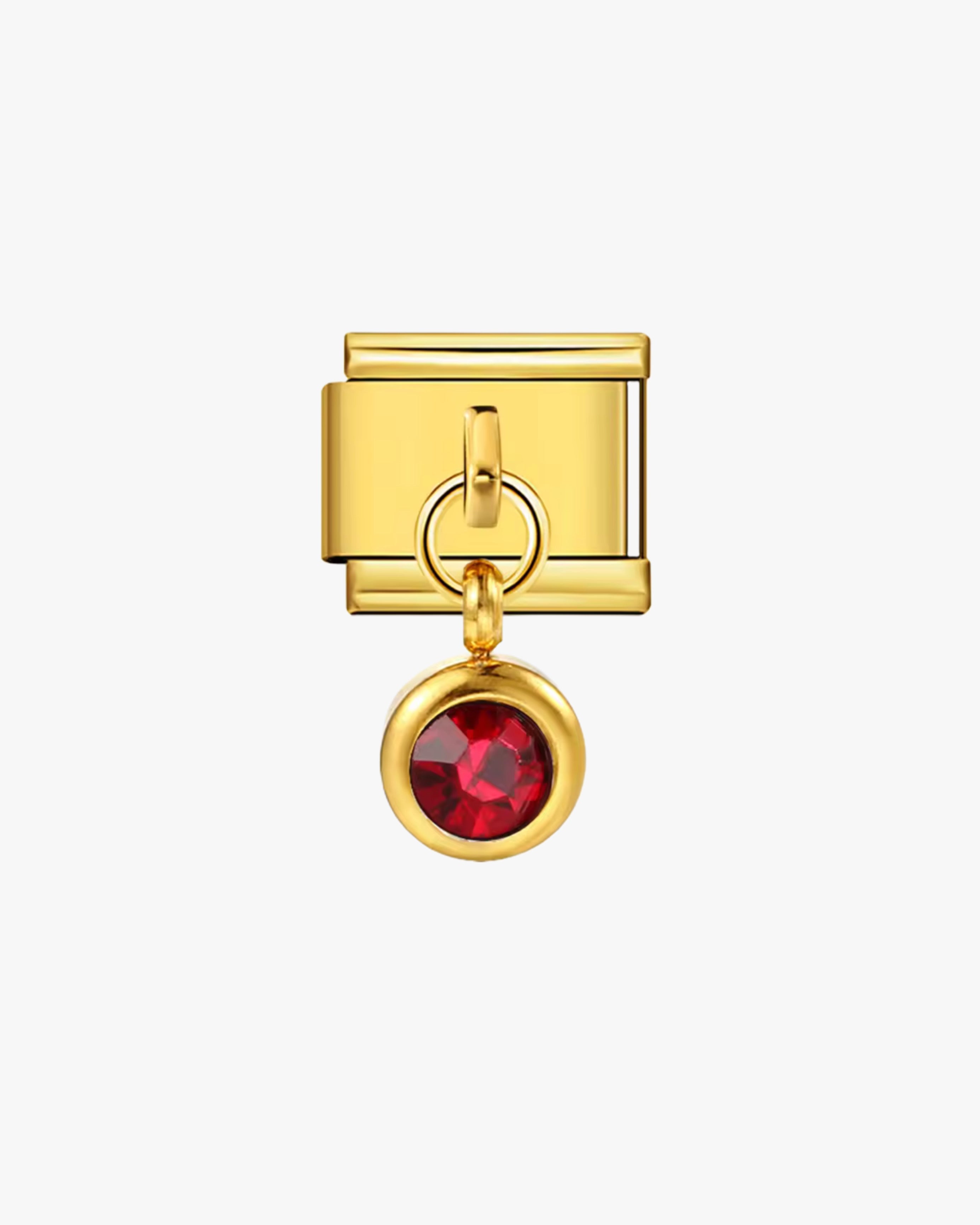 DARK RED LONG CHARM - GOLD