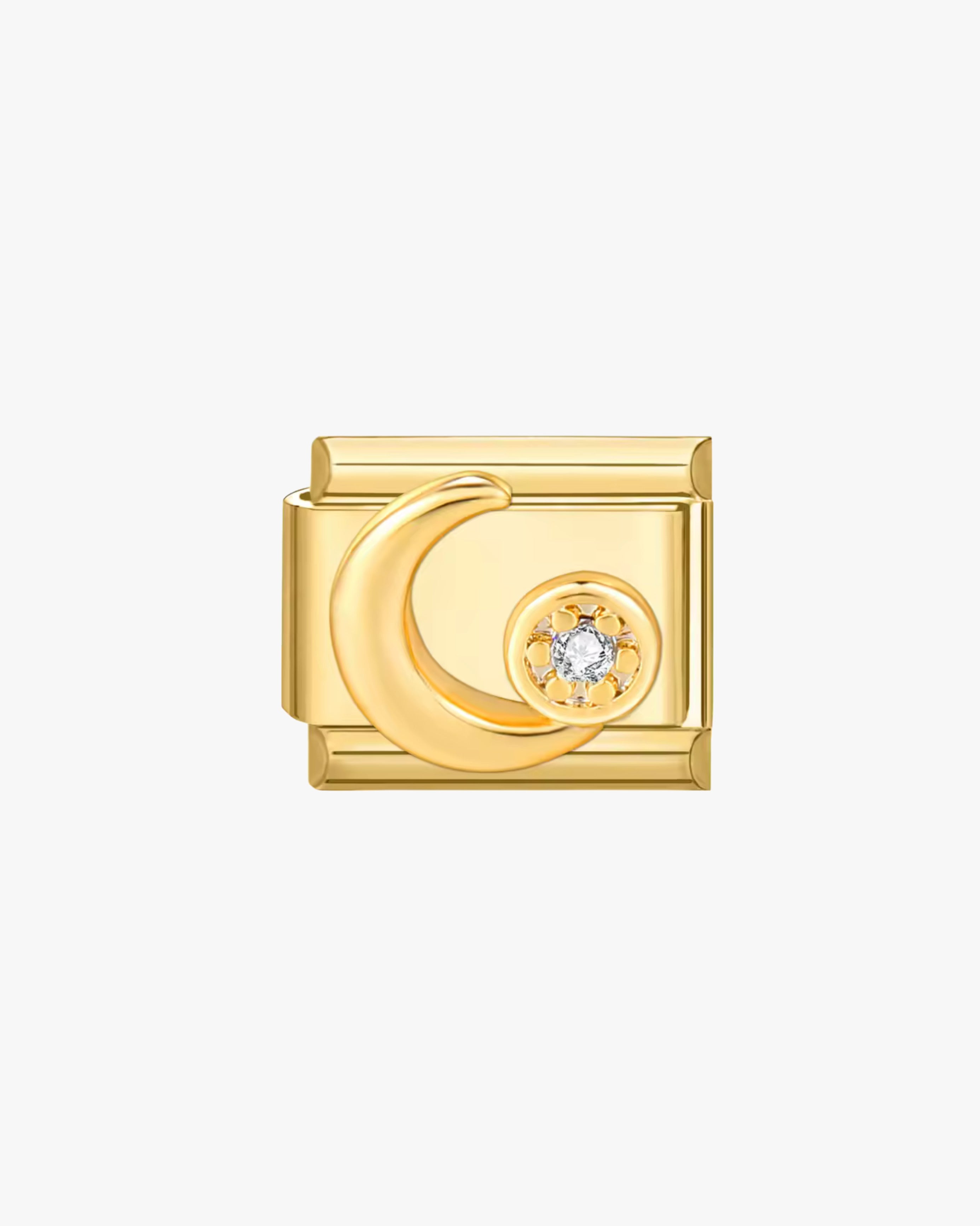 CRYSTAL MOON CHARM - GOLD