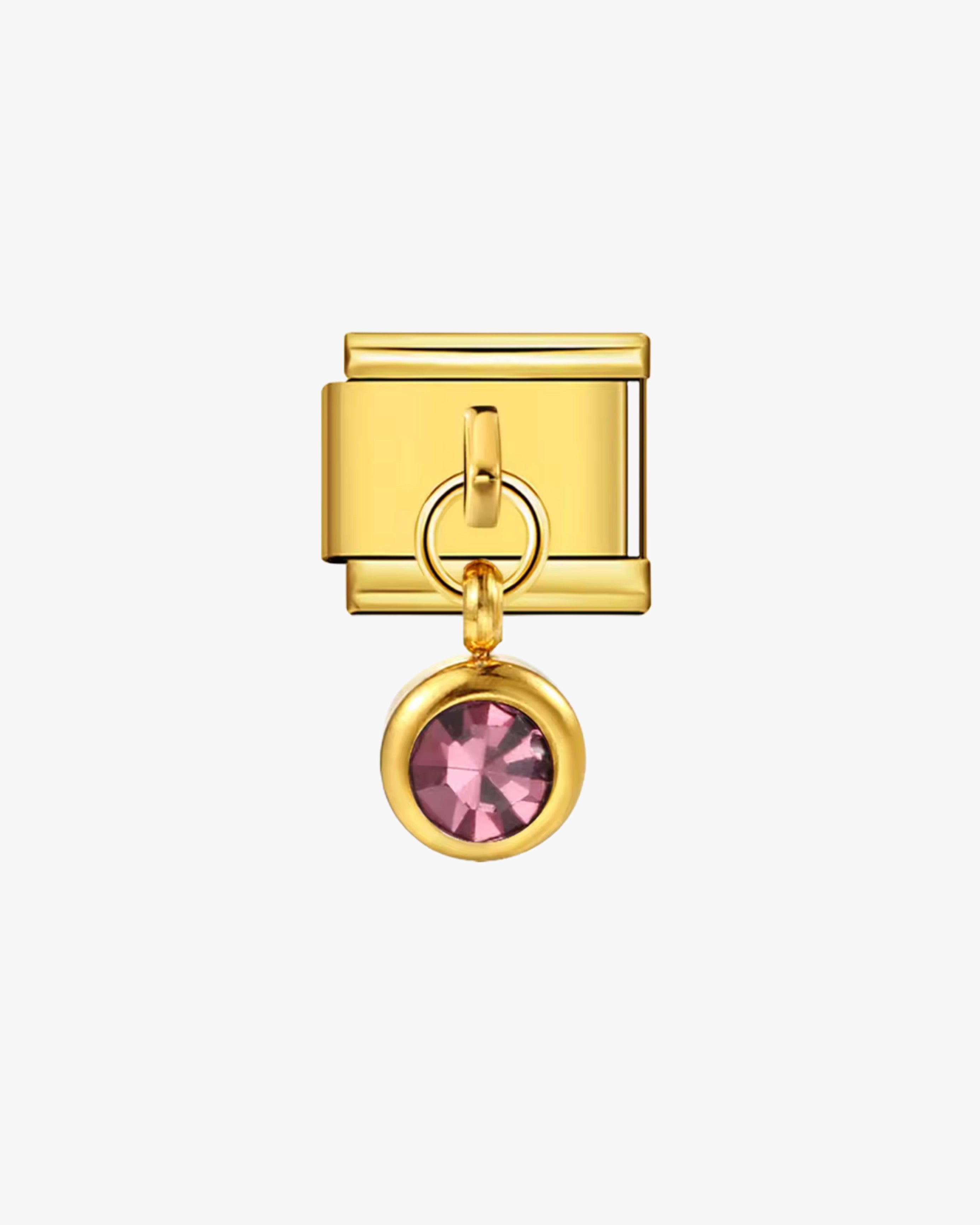 DARK PINK LONG CHARM - GOLD